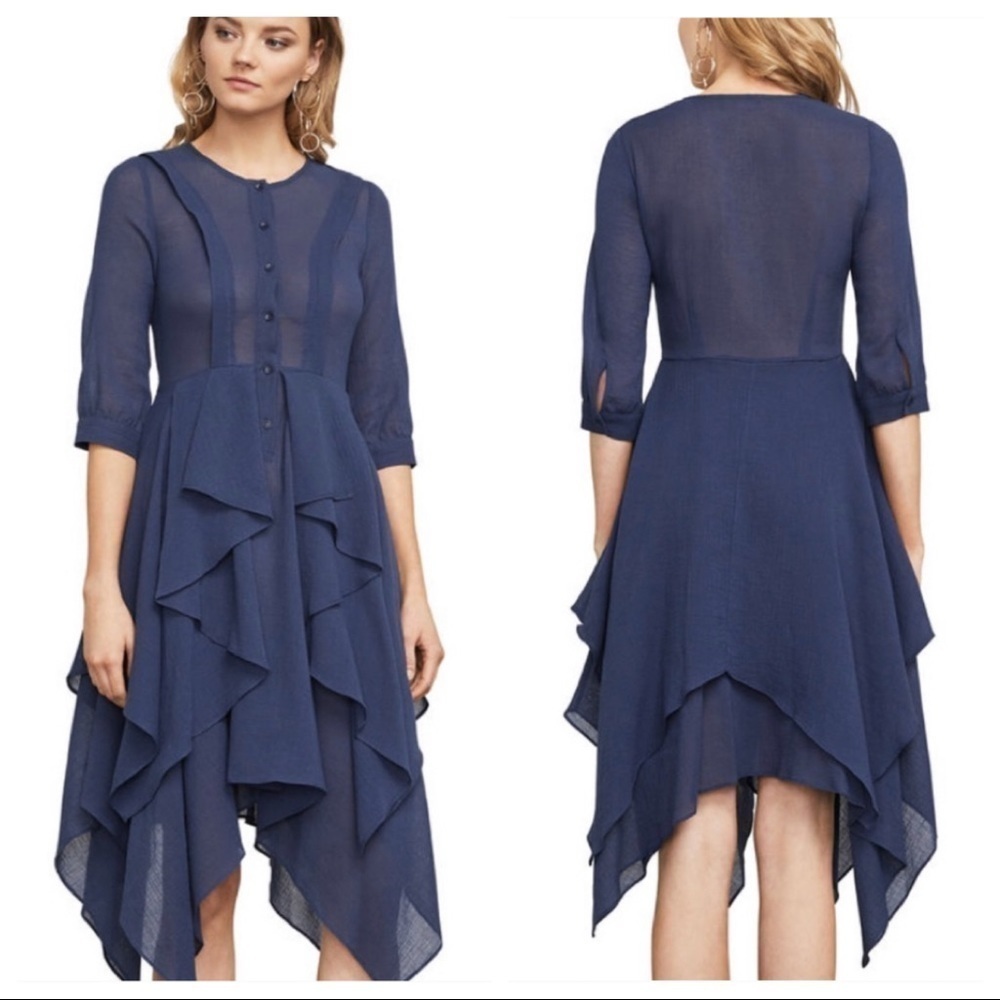 BcbgMaxazria Jovita Asymmetrical Ruffle Dress Sz XS